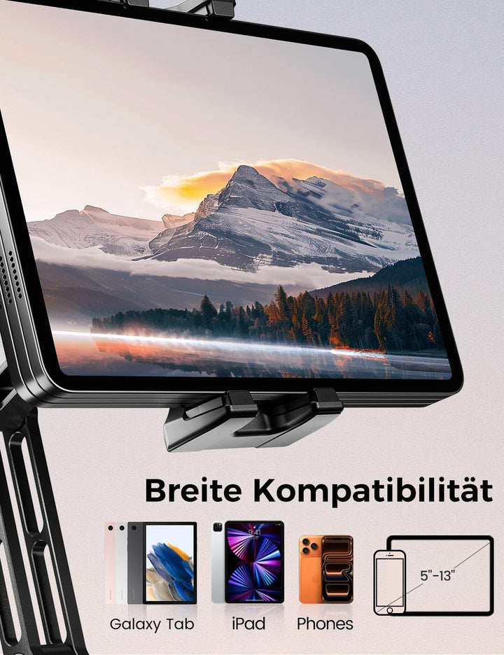OHLPRO Tablet Halterung Auto Vorne aus Aluminium, iPad Autohalterung Saugnapf für Windschutzsche und