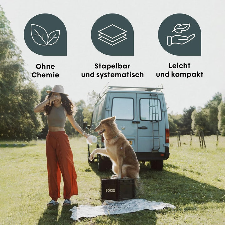 BOXIO Toilet Plus - Trenntoilette mit Starter Kit, Mobile Camping Toilette 40 x 30 x 28 cm inkl. 2x