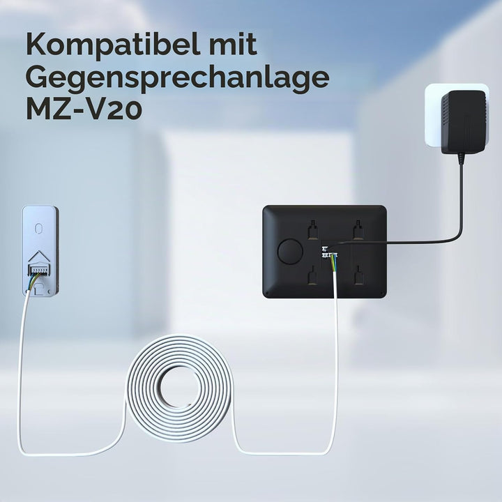 TMEZON 15M RVV4*0.2m² 4-Draht-Kabel für Video-Türsprechanlage, Kompatibel mit MZ-V20