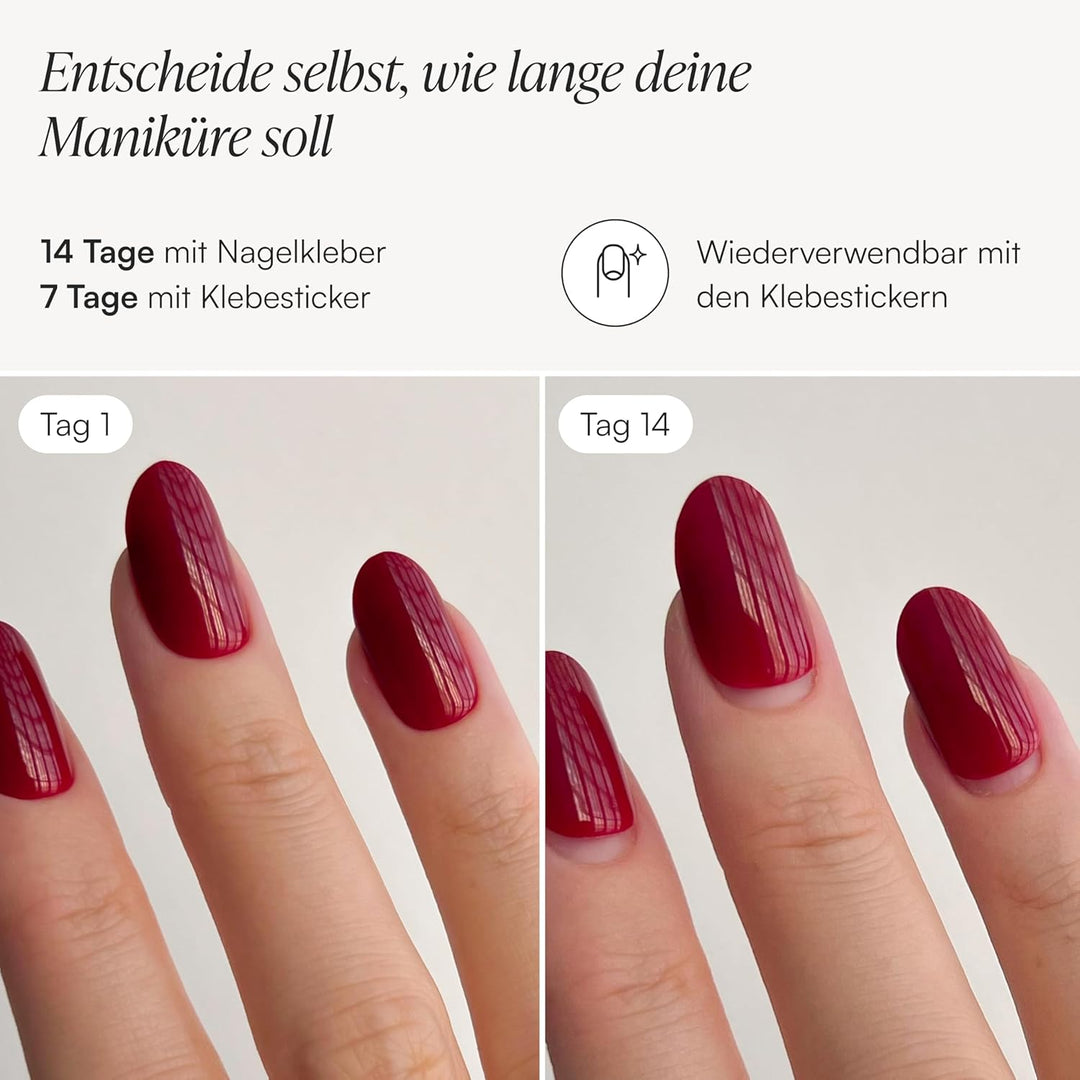 DOONAILS – Press On Nails 30er Set Mon Cheri Square Form Rot– Nägel zum Aufkleben Full Cover in Salo