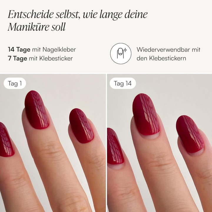 DOONAILS – Press On Nails 30er Set Mon Cheri Square Form Rot– Nägel zum Aufkleben Full Cover in Salo