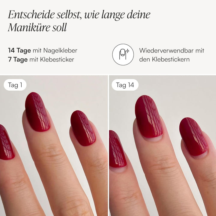 DOONAILS Soft Gel Press On Nails 30er Set White Swirl abgerundete Form Round Beige Weiss Nägel zum A