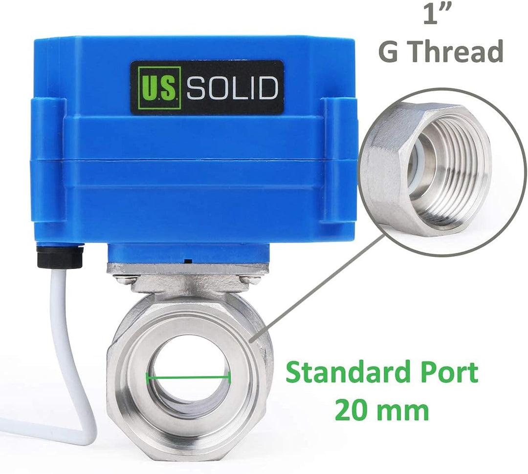 U.S. Solid 2 Wege Motorkugelhahn elektrisch – Edelstahl 1 Zoll DN25, 9-24V AC/DC, stromlos geschloss