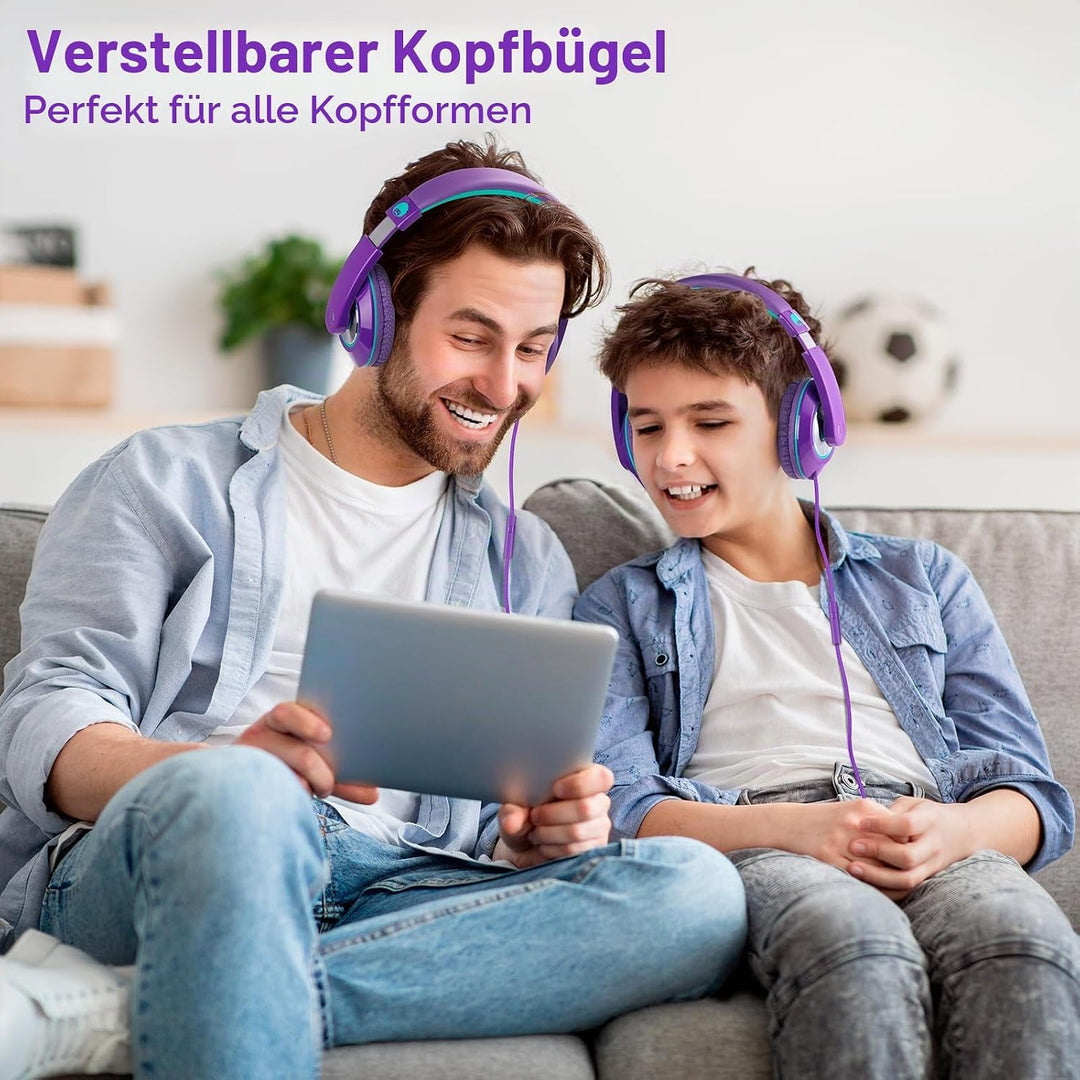 RockPapa Comfort+ Kinder Kopfhörer für Schule Jungen, Kopfhörer Kinder mit Kabel, Faltbar, 3,5 mm Ja