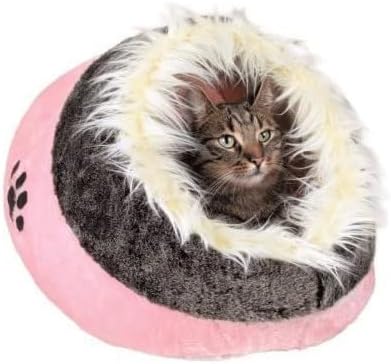 Trixie 36301 Kuschelhöhle Minou, 35 × 26 × 41 cm, rosa/grau rosa/grau ohne Adventskalender, rosa/gra