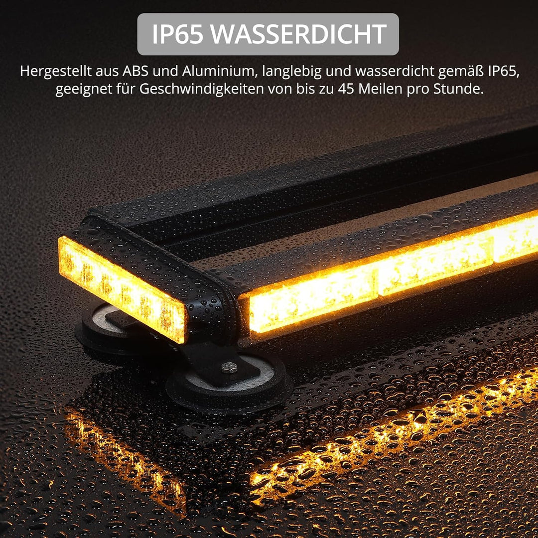 Justech 108 LED Auto Warnbalken Notblitzleuchte Magnetische Warnlicht Doppelschalter 12/24V 27 Blink