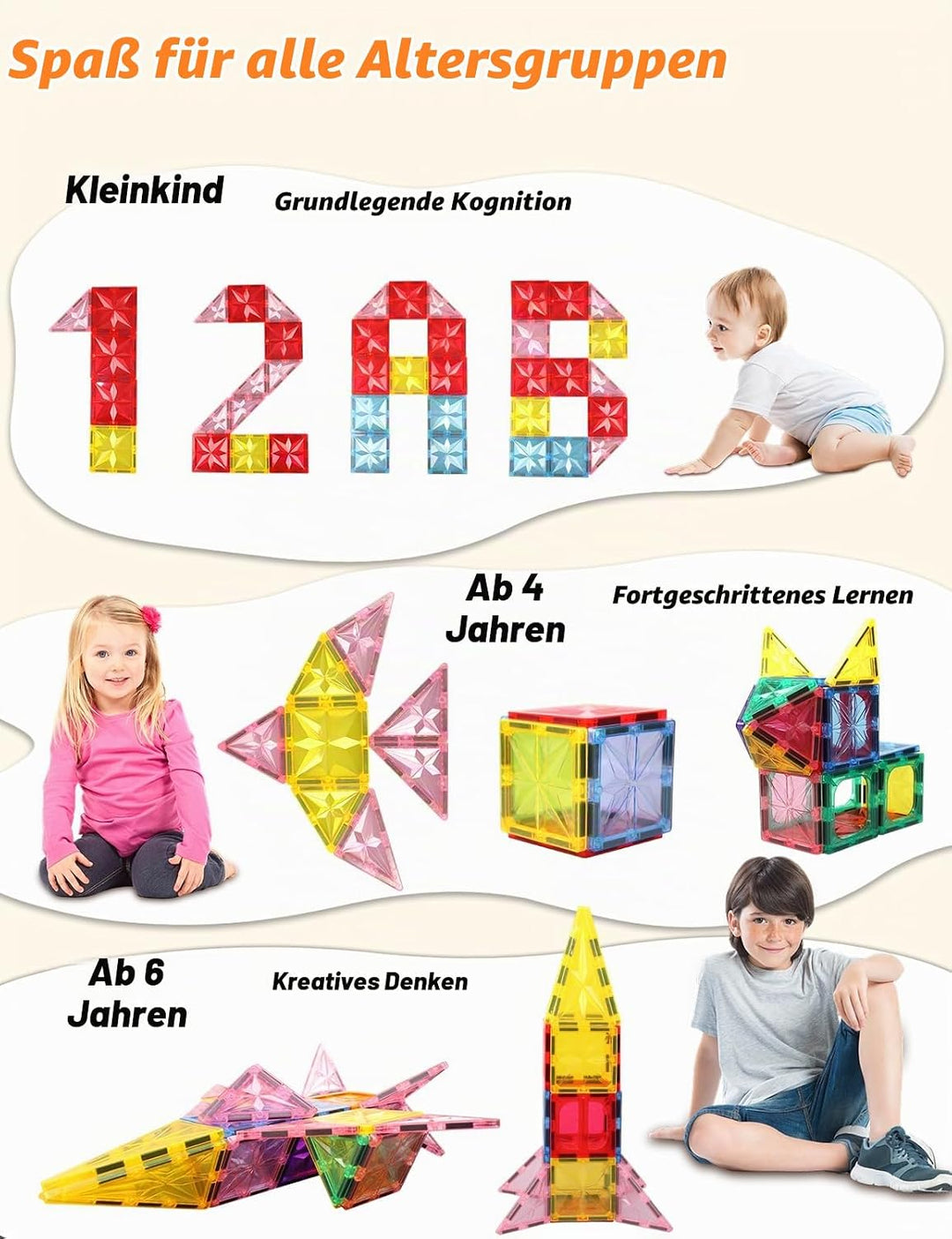 Magnetische Bausteine 100 Teile Kinderspielzeug Magnetspielzeug STEM-Magnetblöcke Magneten Kinder Ba