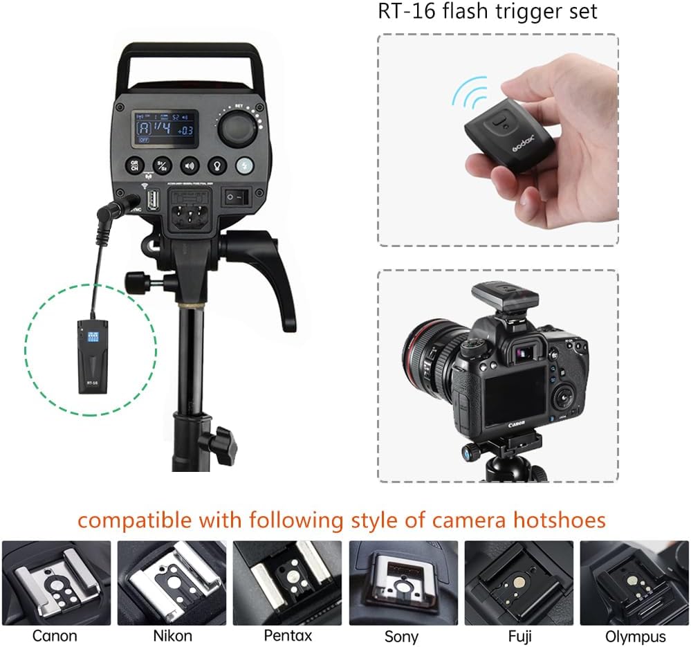 Godox Studio Stroboskop Blitzlicht Kit für Fotografie, 600W Studio Flash Set mit Browns Mount, 2.4G