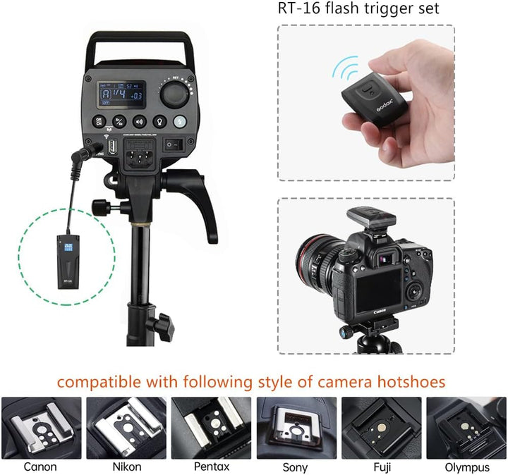 Godox Studio Stroboskop Blitzlicht Kit für Fotografie, 600W Studio Flash Set mit Browns Mount, 2.4G