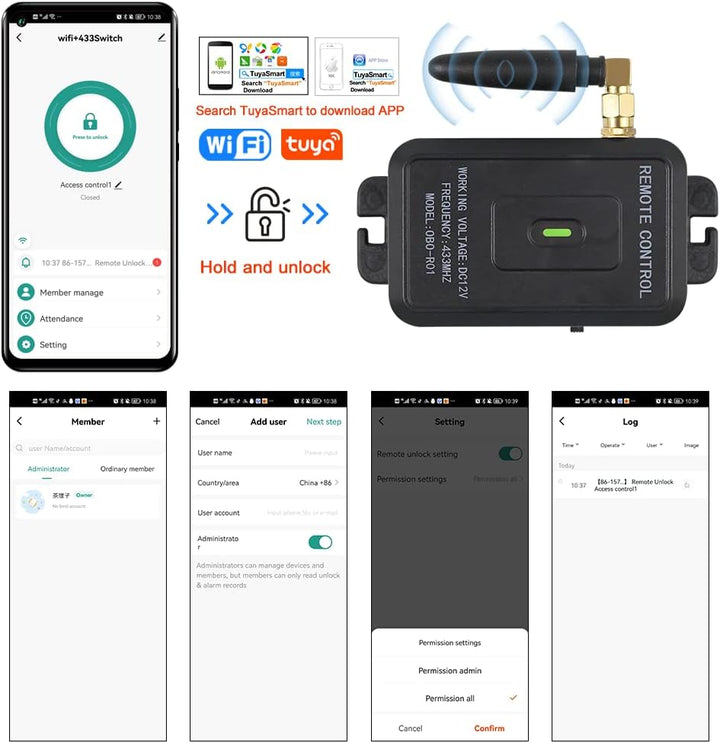 WiFi Tuya Tür Access Control System Kit Drahtlose Tor Türöffner Fernbedienung Entsperren Smartphone