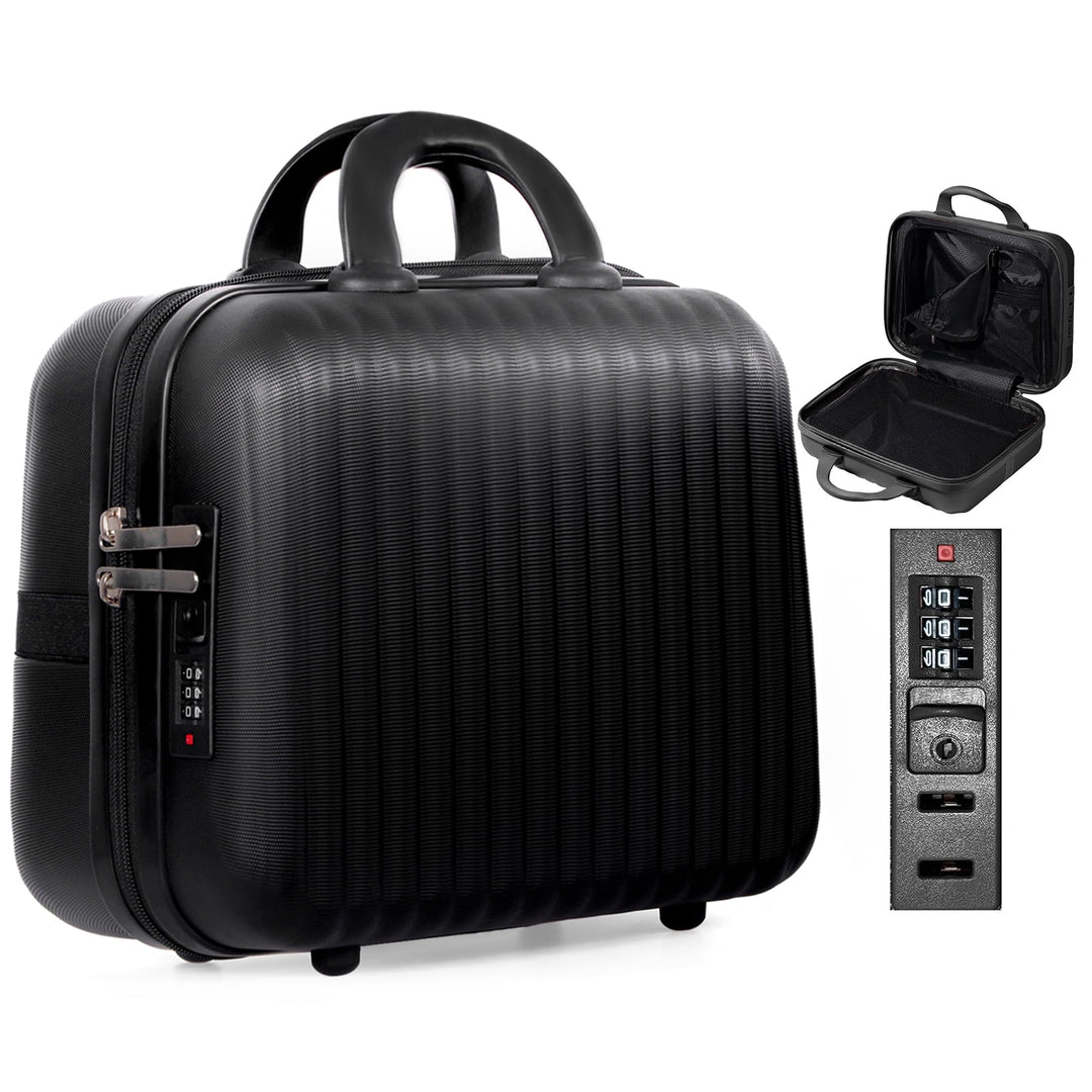 35,6 cm Make-up-Tasche mit Schloss, Hartschale, Reisekoffer mit Gummiband, ABS, tragbare Kulturbeute