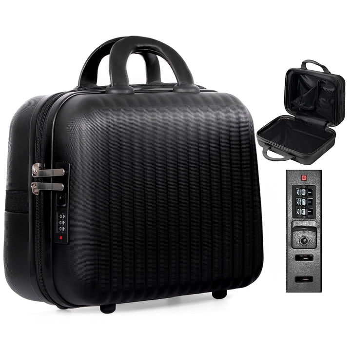 35,6 cm Make-up-Tasche mit Schloss, Hartschale, Reisekoffer mit Gummiband, ABS, tragbare Kulturbeute