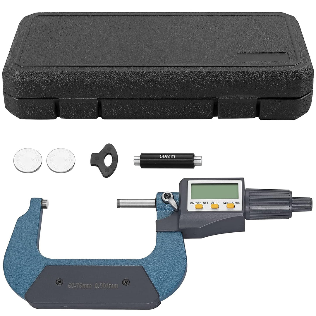XUNTOP Mikrometer Digital 50-75mm Elektronische Mikrometer Hohe Präzision Bügelmessschraube mit LCD-