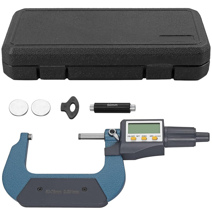 XUNTOP Mikrometer Digital 50-75mm Elektronische Mikrometer Hohe Präzision Bügelmessschraube mit LCD-