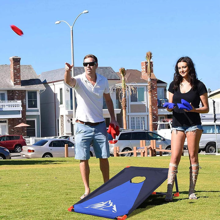 NZQXJXZ Cornhole Spiel Outdoor für Erwachsene, Tragbar Cornhole Toss Set mit 8 Cornhole Säckchen und