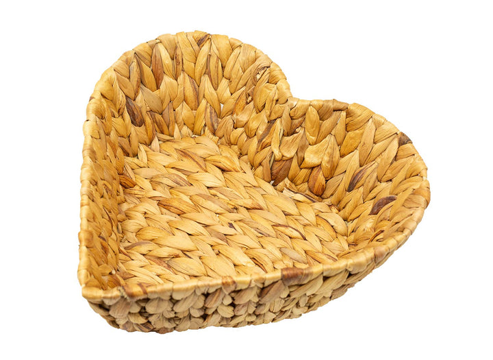Schale aus Wasserhyazinthe in Herzform als Obstkorb Dekoschale Brotkorb 30x30x10 cm