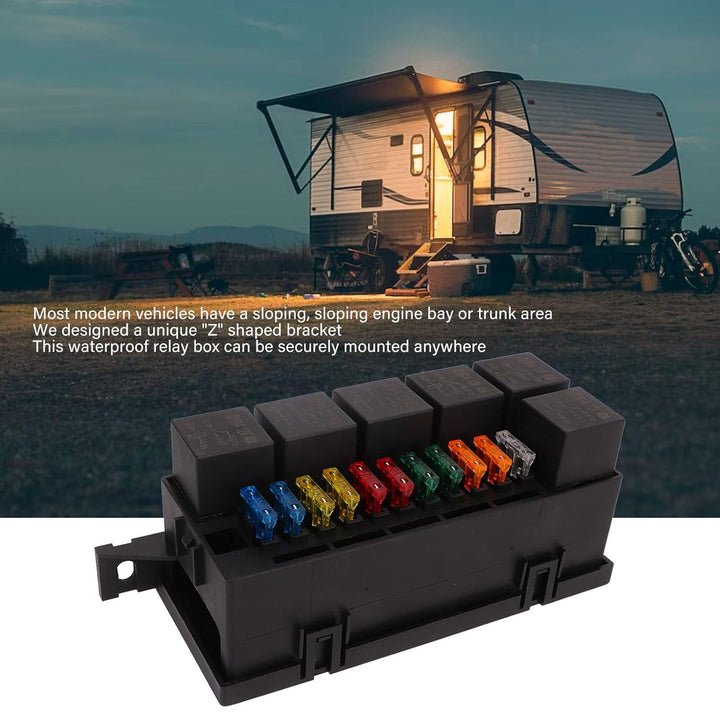 Focket 12V Sicherung Relais Box, 6 Relais 11 ATC ATO 52 Crimp Klemmen Universal wasserdichte Sicheru