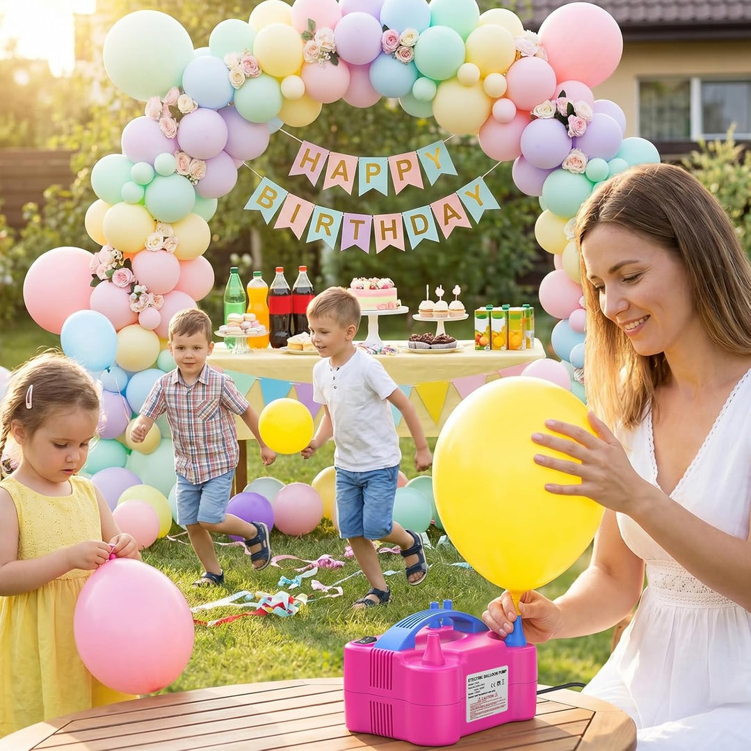 PlusFive Ballonbogen mit Luftpumpe Elektrisch 600W, 2,7M Verstellbarer Luftballon Bogen & Luftballon