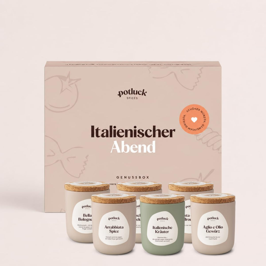 POTLUCK | Italienischer Abend 6er Set | Gewürzmischungen im Keramiktopf | Vegan, glutenfrei und mit