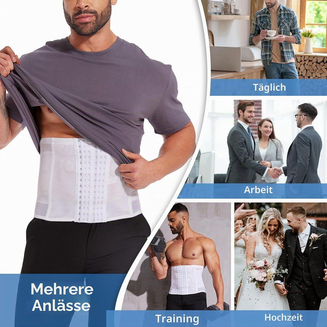 SLIMBELLE Herren Bauchweggürtel Fitnessgürtel Body Shaper Schwitzgürtel Taillenmieder Verstellbarer