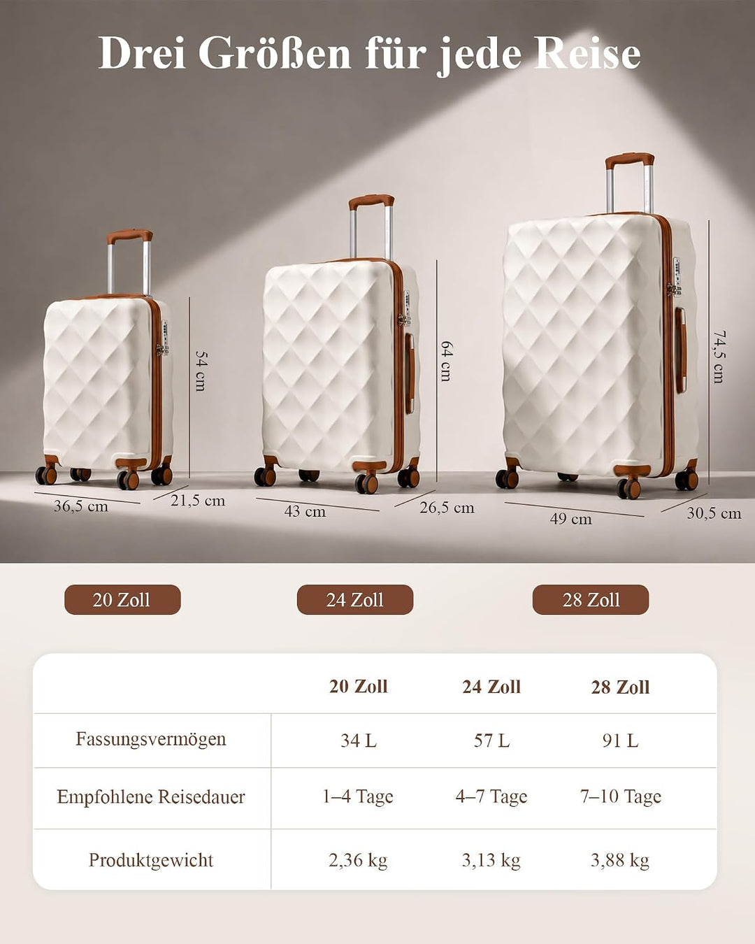 British Traveller Hartschalenkoffer Mittelgross Handgepäck Koffer 61 * 42 * 26cm Reisekoffer Mittelg