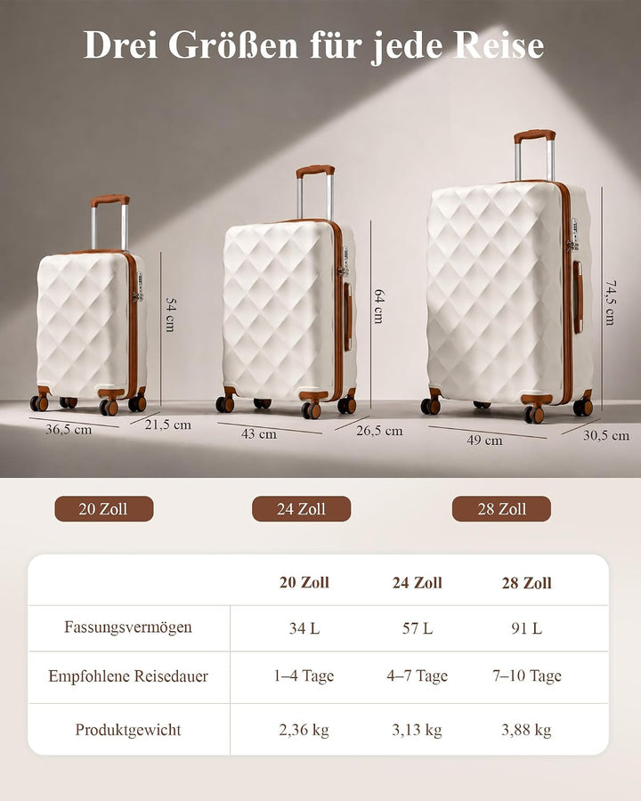 British Traveller Hartschalenkoffer Gross 74.5 x 49 x 30.5 cm, Reisekoffer aus ABS + PC mit TSA-Schl