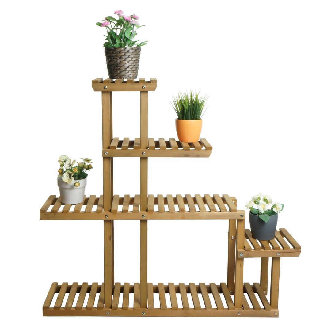 Mendler Pflanzregal HWC-L71, Blumentreppe Standregal Regal Blumenständer, 5 Ablagen, 95x105x25cm Out
