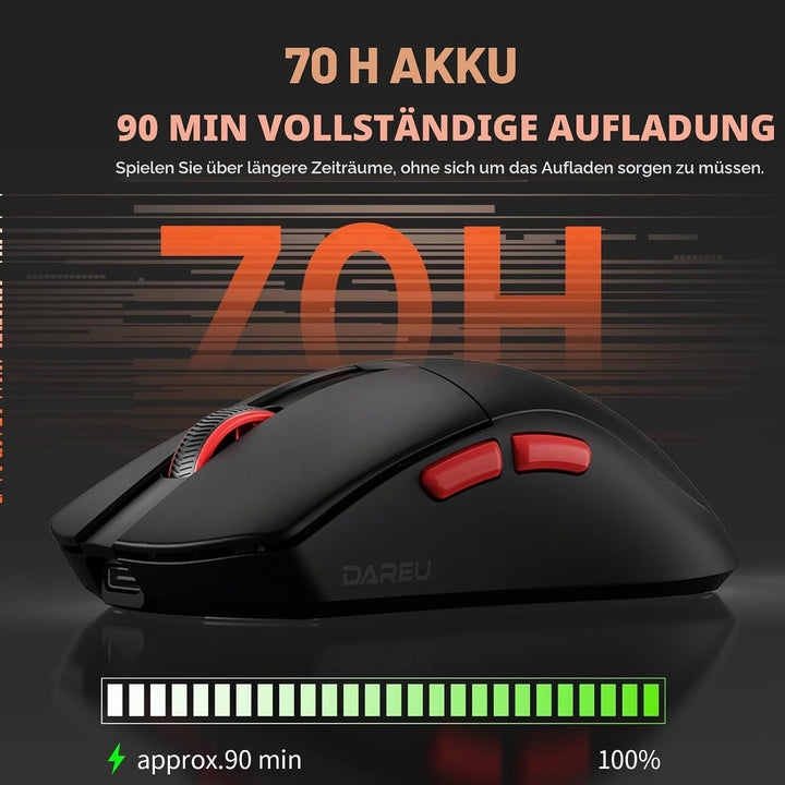 DAREU A950 Wing Wireless Gaming Mouse, Ultraleicht 35 g, Dual Polling Rate 8000 Hz, 30 000 DPI Optis