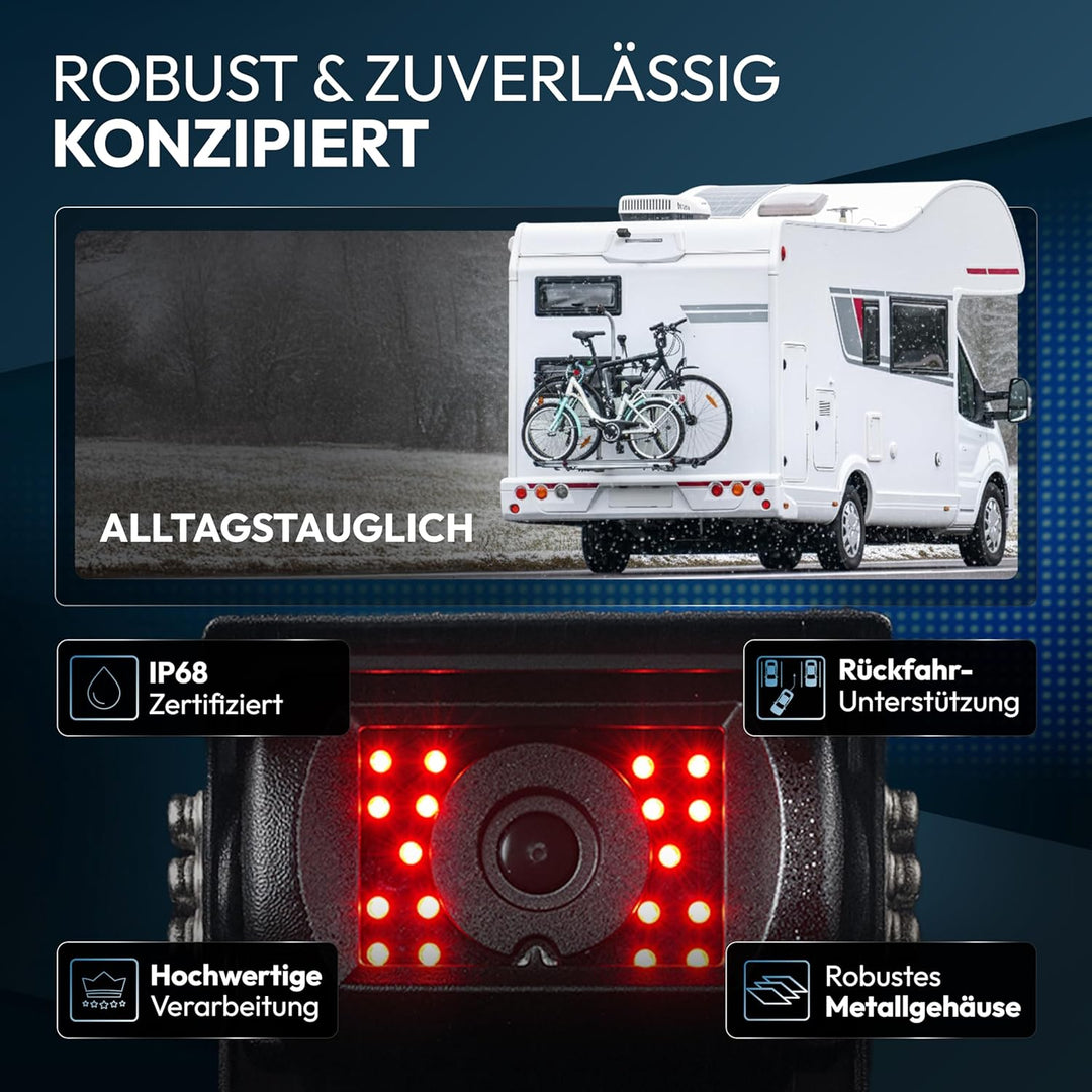 VSG24 Rückfahrkamera 7" HD Starter-Set inkl. Kamera, Monitor, Kabel - Wasserdicht Nachtsicht 12V-24V