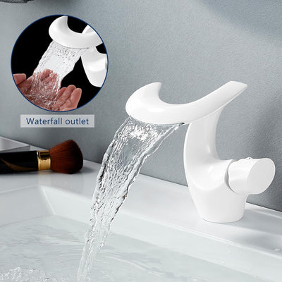 Wasserhahn Bad Wasserfall Weiss Waschtischarmatur Mischbatterie Waschbecken Armaturen Weiss Modern A