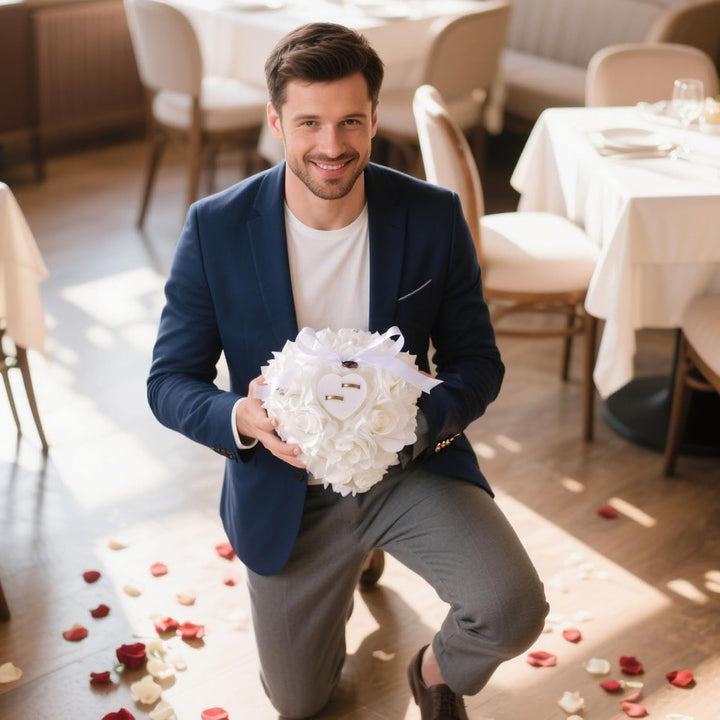 Ringkissen, weiss, Ringkissen, Spitze, Kristall, Rose, Hochzeit, Ringhalter, Ringhalter, Weiss