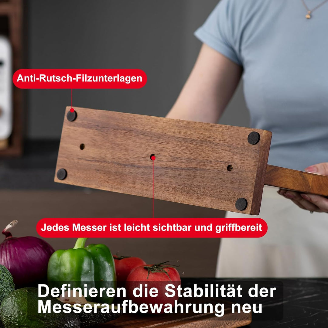Messerblock Magnetisch -KUCHEASY Messerblock ohne Messer -Magnetischer Messerblock Holz -Messerhalte