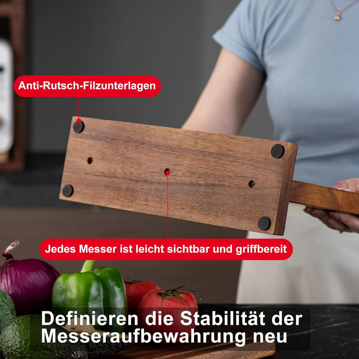 Messerblock Magnetisch -KUCHEASY Messerblock ohne Messer -Magnetischer Messerblock Holz -Messerhalte