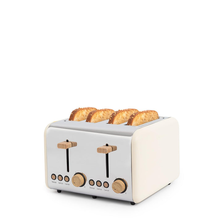 CREATE/TOAST RETRO DOUBLE/Toaster für breite Scheiben Cremeweiss/Krümelfach, 6 Leistungsstufen, Ther