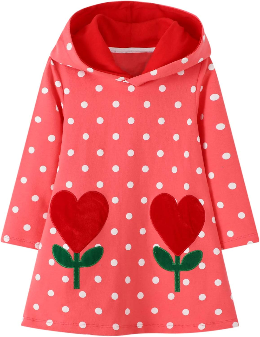 JinBei Mädchen Kapuzenkleid Langarm Kapuzenpullover Baumwolle Pullover Hoodie Sweatshirt Kleid Freiz