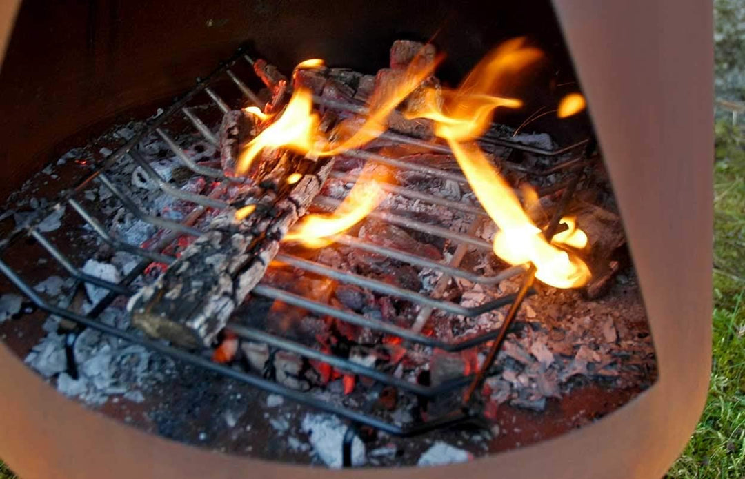 YERD Corten Terrassen-Ofen/Grill-Kamin Denver BBQ: Echter Corten-Stahl Gartenkamin (Edelrost), inkl.