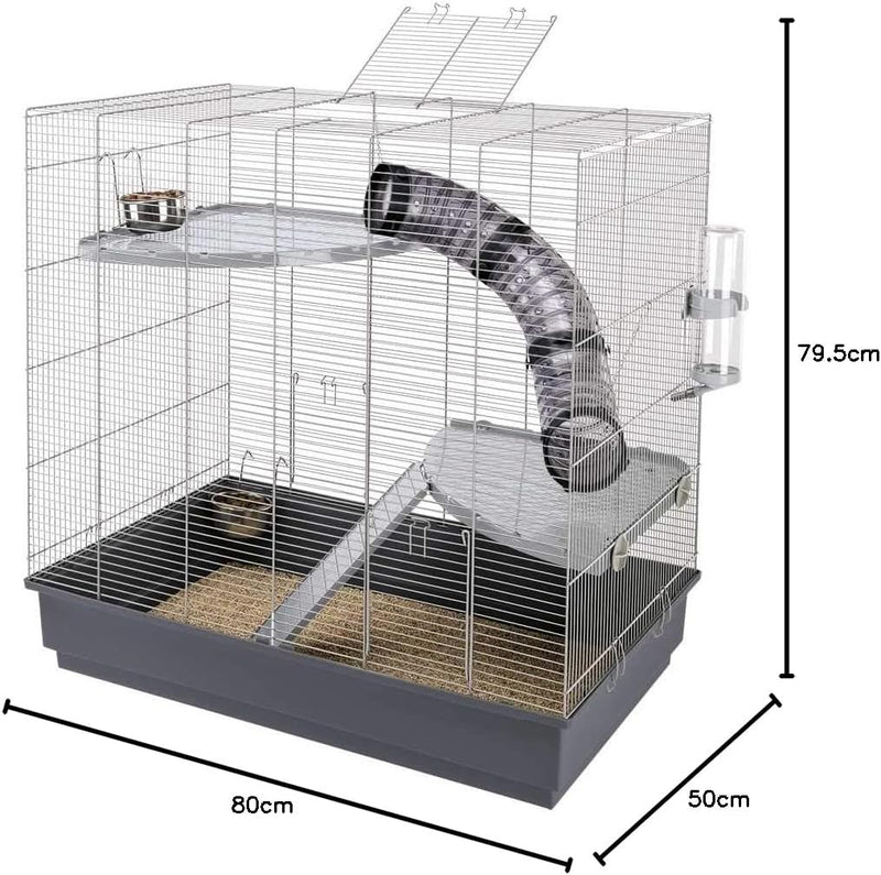 Ferplast JENNY Rattenkäfig Kleintierkäfig, Käfig Ratten 80 x 50 x h 79,5 cm grau 80 x 50 x 79.5 cm,