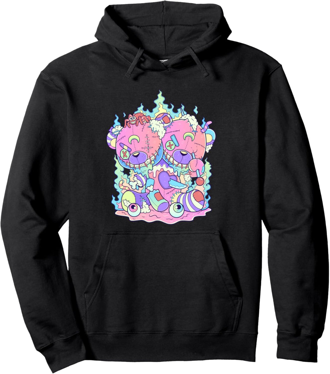 Kawaii Pastell Goth Niedlicher und unheimlicher zweiköpfiger Pullover Hoodie