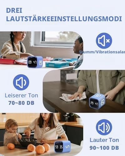 Produktivitätstimer Flip-Schwerkraftsensor-Würfeltimer Countdown & Countup, Stummschaltung & Vibrati