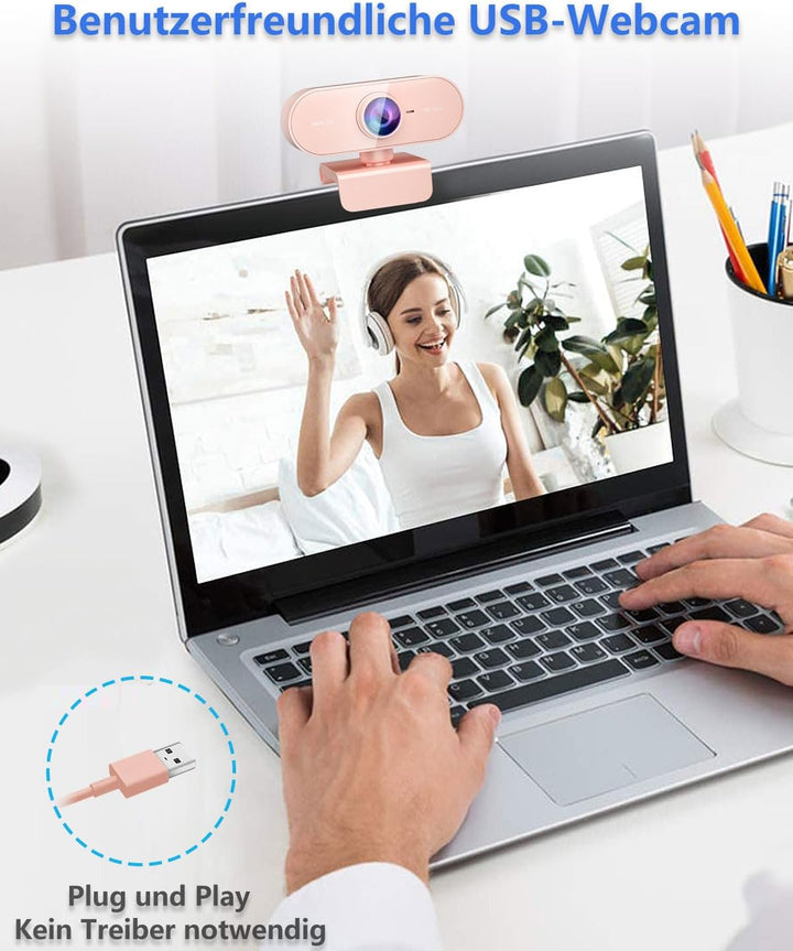 Webcam mit Mikrofon,1080P Full HD Kamera PC Laptop,USB Web Cam Plug&Play,Externe Streaming Camera,Mi