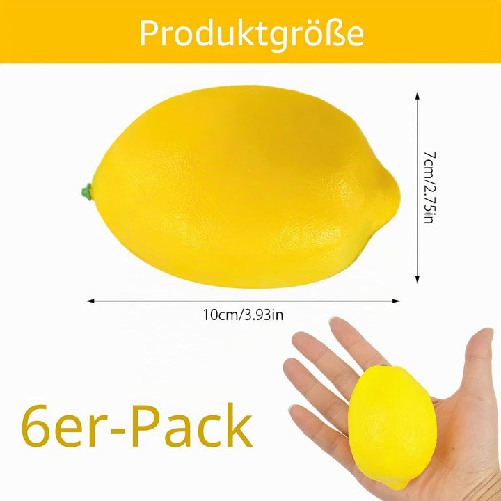 6er Set Künstliche Zitronen Deko,Realistische Gelbe Faux Obst für Tischdeko,Zitronendeko Perfekt für