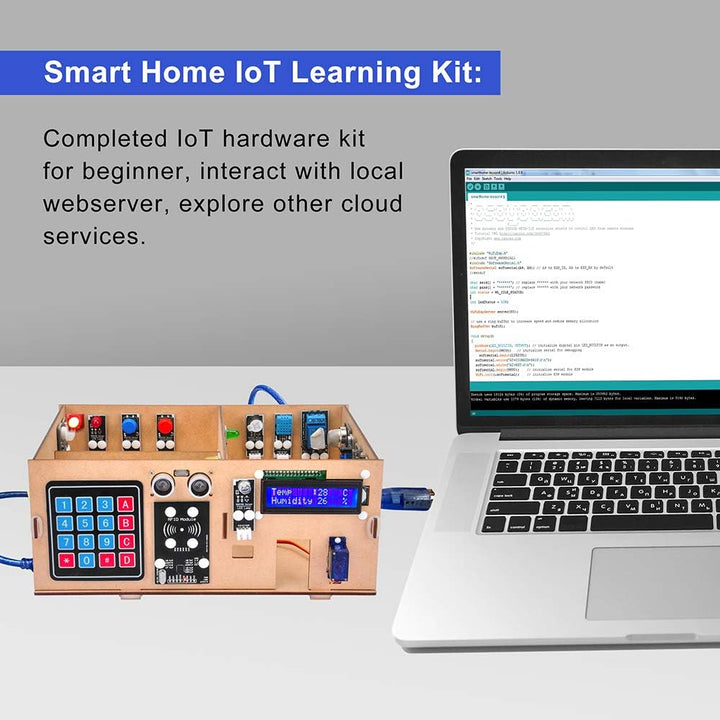 OSOYOO IoT Wooden House Learner Kit for Arduino, Smart Home Electronic STEM Starter Set Learning Int