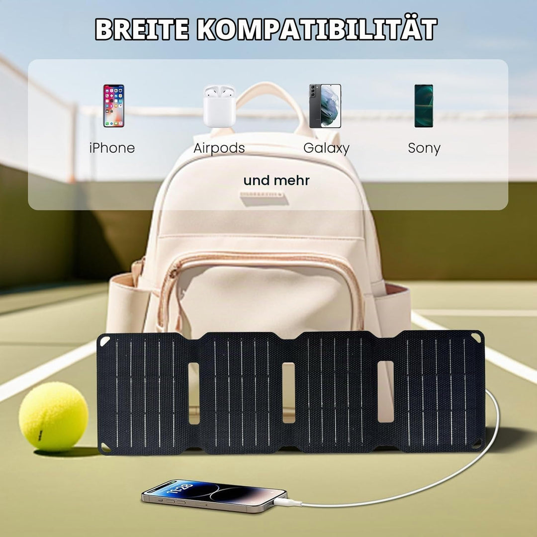 FlexSolar 10W Tragbares Solarpanel USB-A, IP67 wasserdicht &amp; robust, mobiles Laden für Smartphones,