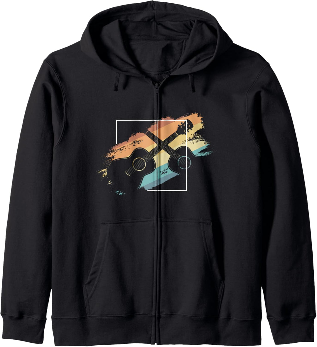 Acoustic Guitar Silhouette Musician Hippie Retro Guitarist Kapuzenjacke