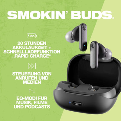 Skullcandy Smokin' Buds In-Ear Wireless-Kopfhörer, 20 Std. Akkulaufzeit, 50 % nachhaltiger Kunststof