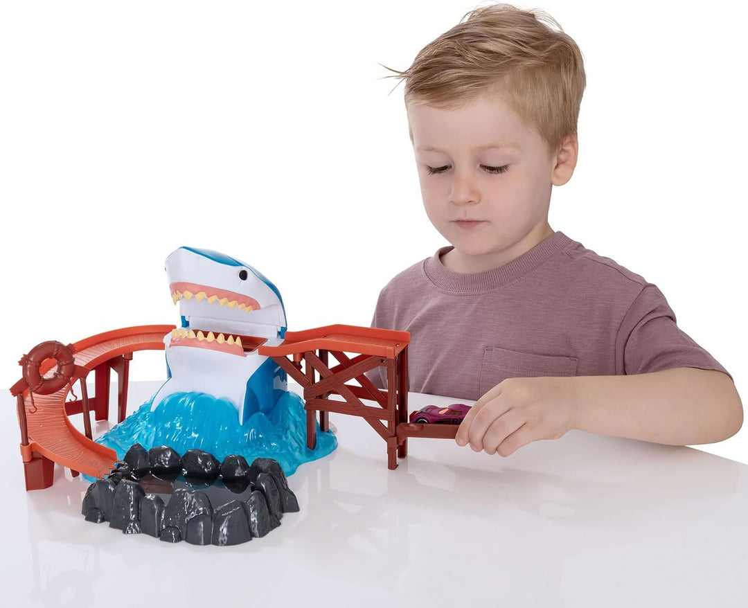 Teamsterz Farbwechselnde Autos mit Haifischbeiss-Spielset, Farbwechsel-Autos und Schienen-Set, ideal