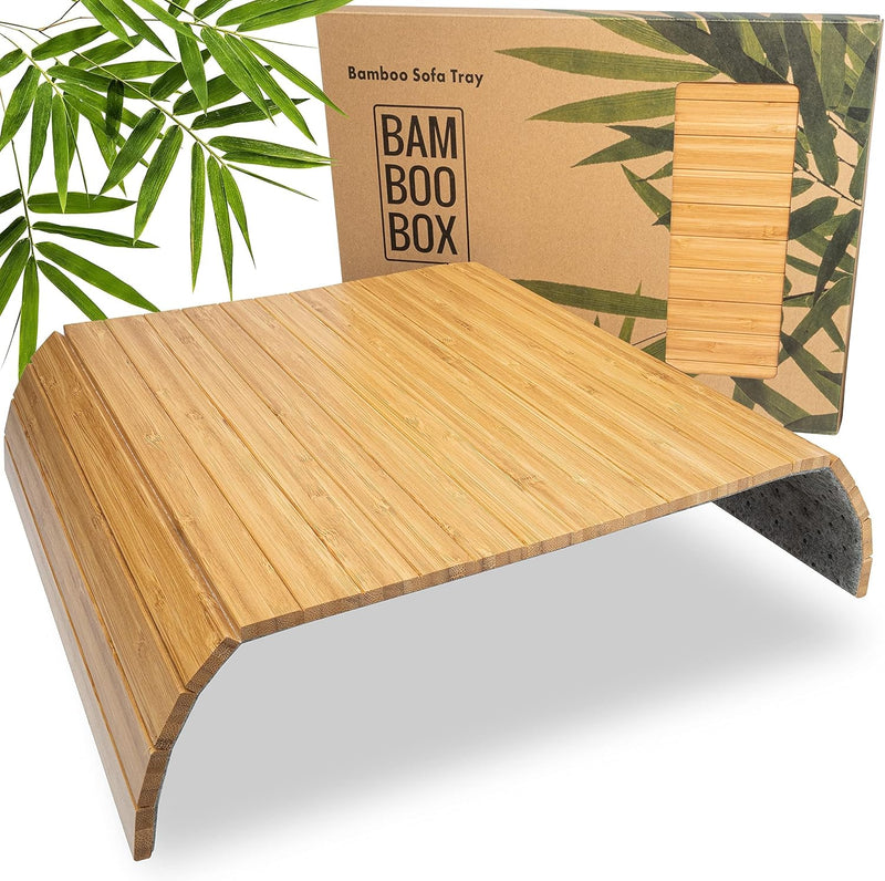 BAM BOO BOX Sofatablett aus Bambus - Couch Tablett flexibel - Sofatablett Armlehne - Sofa Tablett Ho