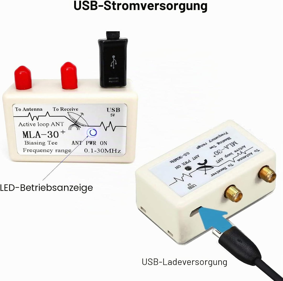 AURSINC MLA-30+ Tragbareraktiver Schlingenantenne 50 kHz–30 MHz mit 10 m Langer Speiseleitung, für H