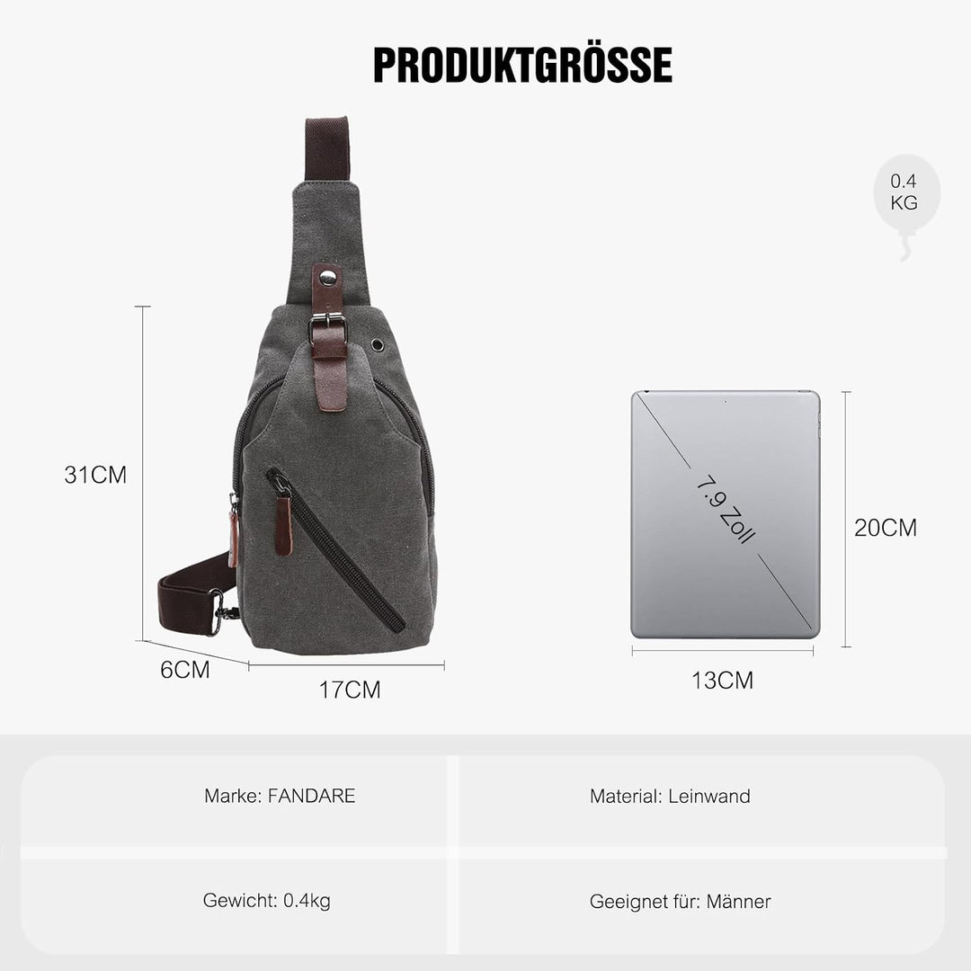 FANDARE Sling Bag mit Kopfhöreröffnung Studenten Party Outdoor Multifunktional Umhängetasche Damen/H