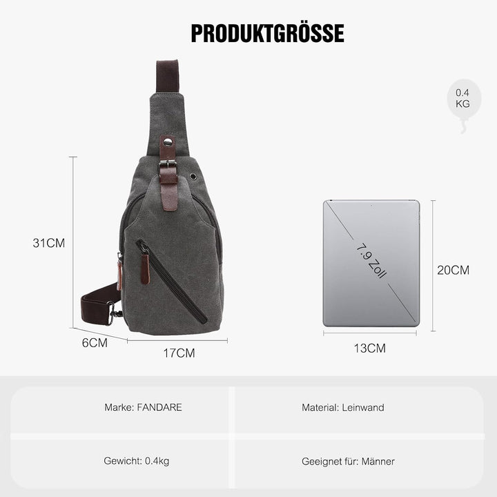 FANDARE Sling Bag mit Kopfhöreröffnung Studenten Party Outdoor Multifunktional Umhängetasche Damen/H
